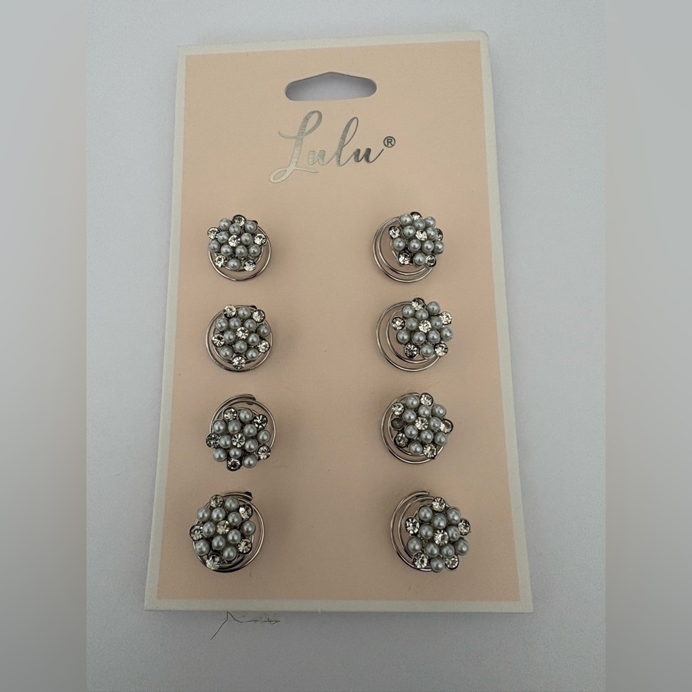 Lulu Silver Floral Hair Studs Set